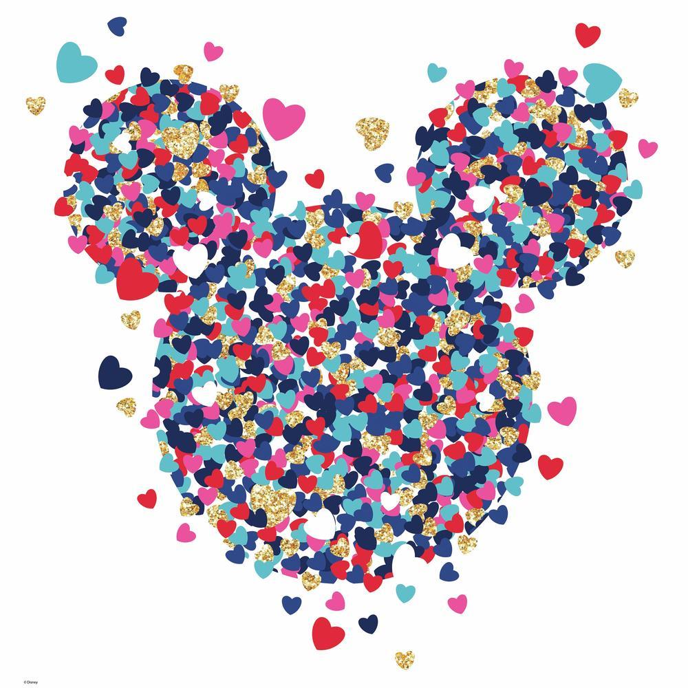 RoomMates by York RMK3593GM Minnie Mouse Heart Confetti Peel And Stick Giant Wall Decals With Glitter