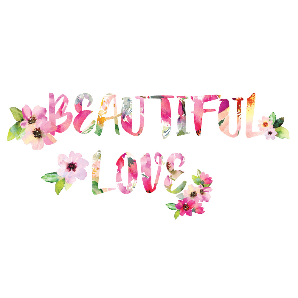 RoomMates by York RMK3645SCS Beautiful Love Watercolor Quote Peel And Stick Wall Decals