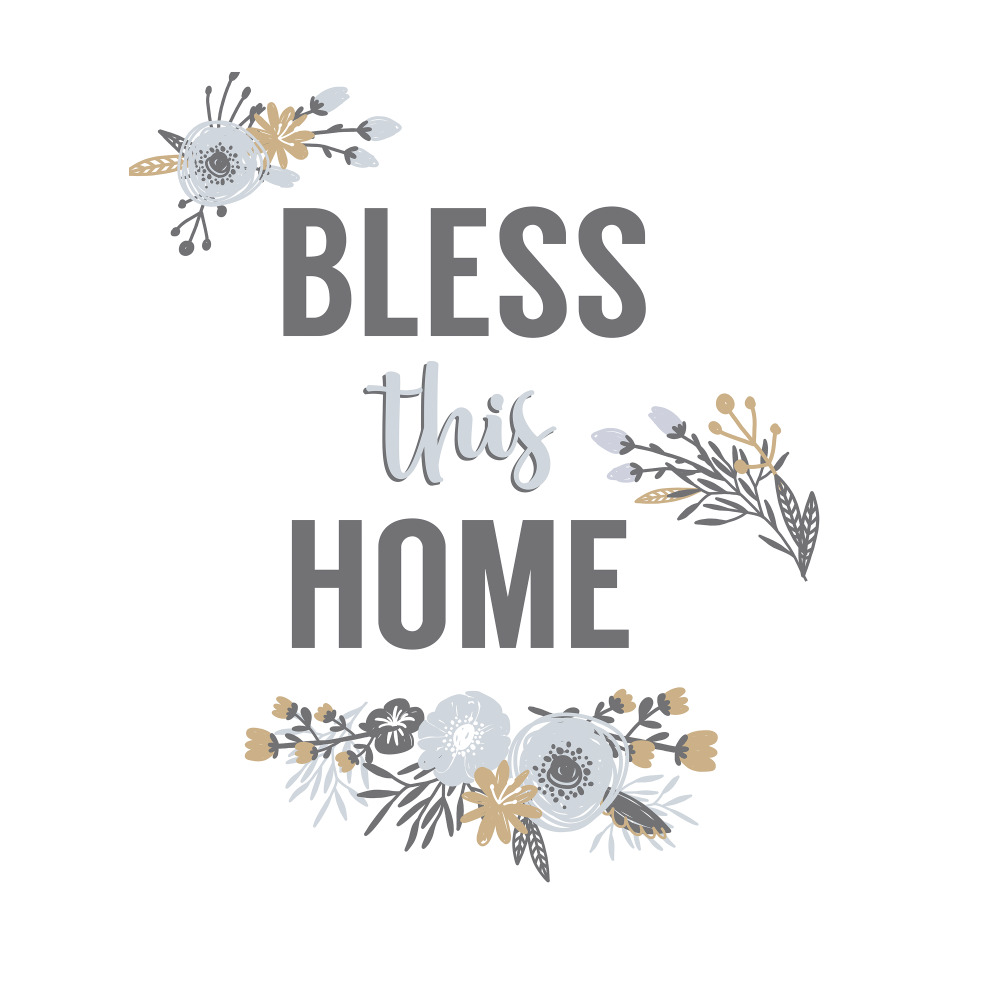 RoomMates by York RMK3667SCS Bless This Home Floral Quote Peel And Stick Wall Decals