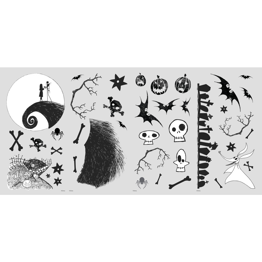 RoomMates by York RMK3757SCS The Nightmare Before Christmas Jack And Sally Peel And Stick Wall Decals In Black; White; Gray