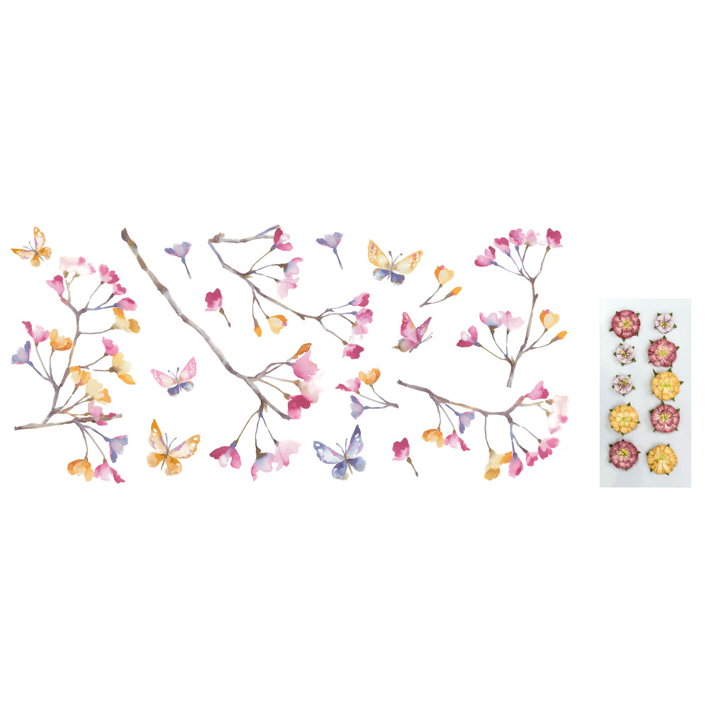 RoomMates by York RMK3844GM Pastel Flowers Branch Giant Wall Decals W/ Embellishments