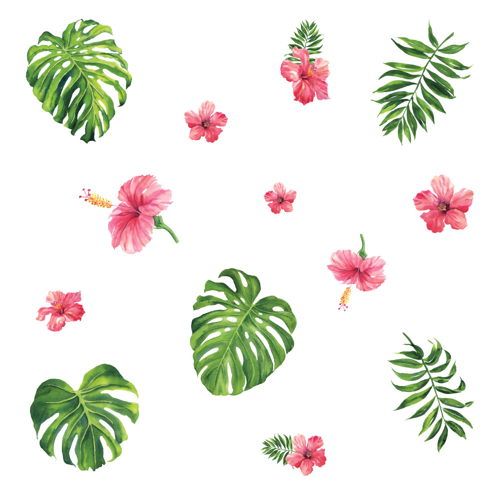 RoomMates by York RMK3904SCS Tropical Hibiscus Flower Peel And Stick Wall Decals