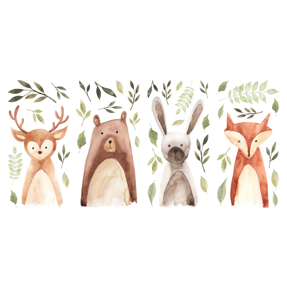 RoomMates by York RMK4020SCS Watercolor Woodland Critters Peel And Stick Wall Decals