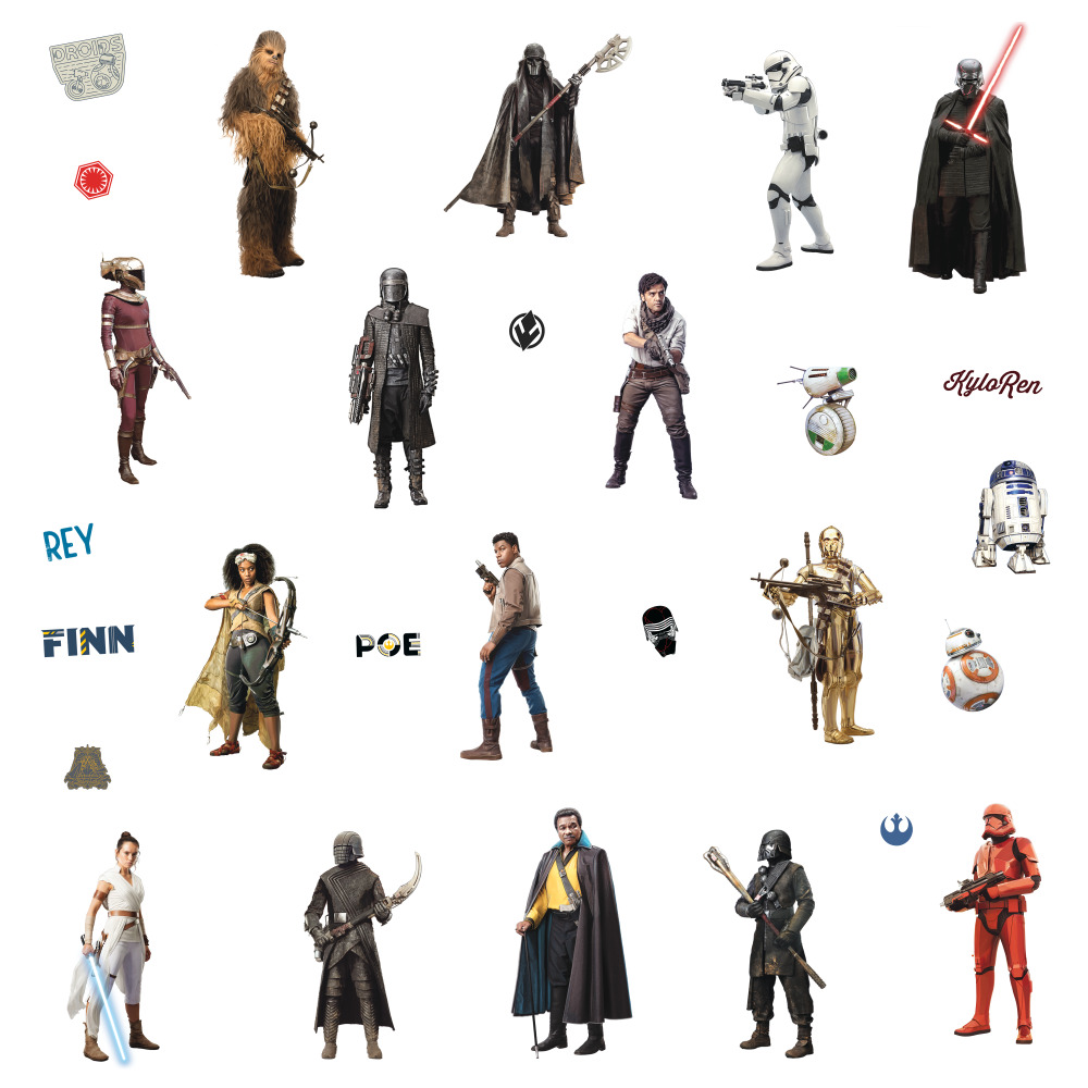 RoomMates by York RMK4087SCS Star Wars Episode Ix Peel And Stick Wall Decals In Grey; Blue; Red