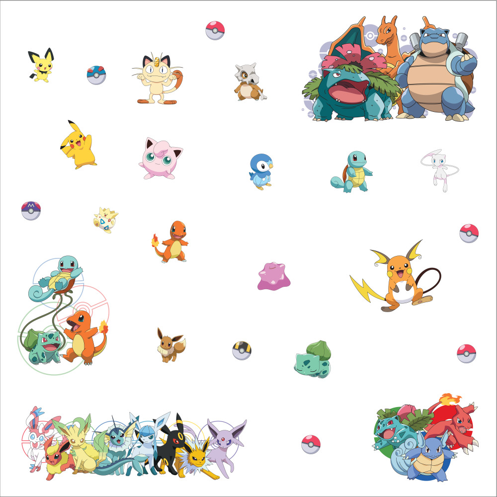 RoomMates by York RMK4150SCS Pokemon Favorite Character Peel And Stick Wall Decals In Yellow; Red; Blue