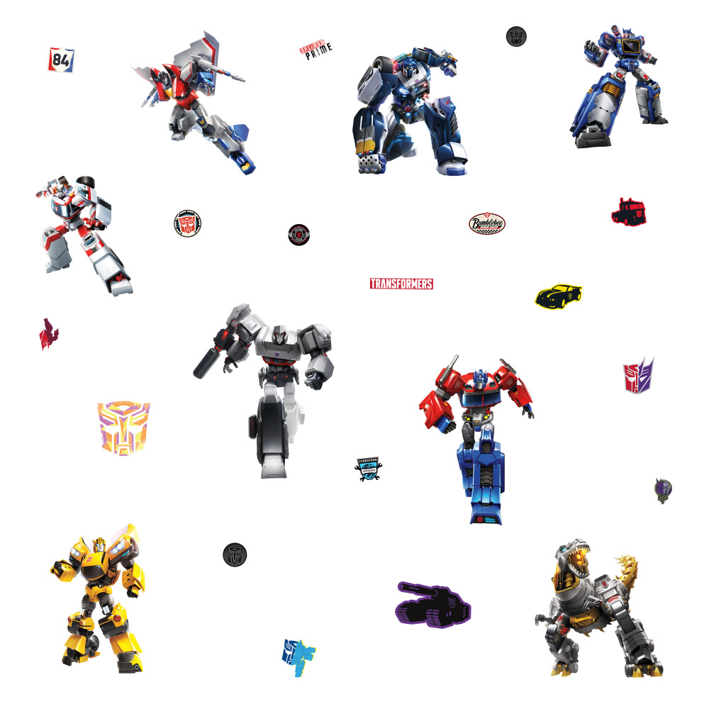 Roommates by York RMK4231SCS TRANSFORMERS ALL TIME FAVORITES PEEL AND STICK WALL DECALS in blue; red; yellow