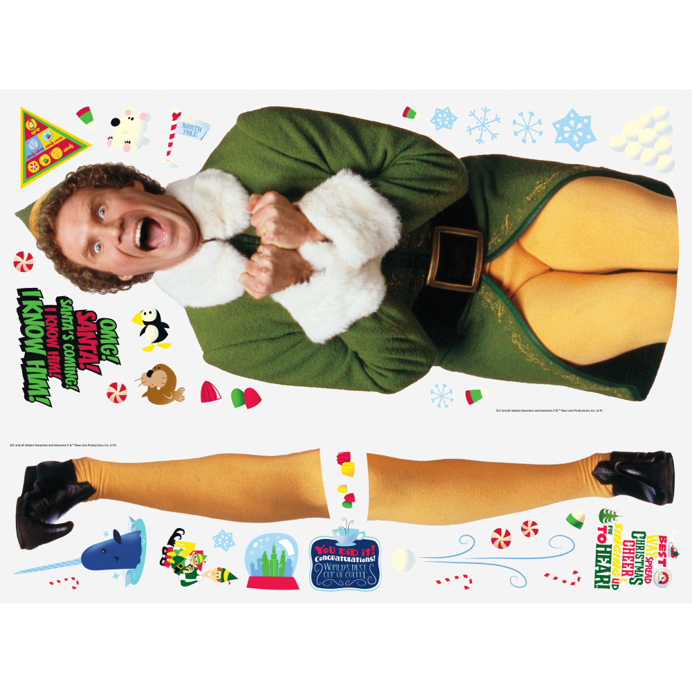 RoomMates by York RMK4339GM Buddy The Elf Giant Wall Decals In Red; Green