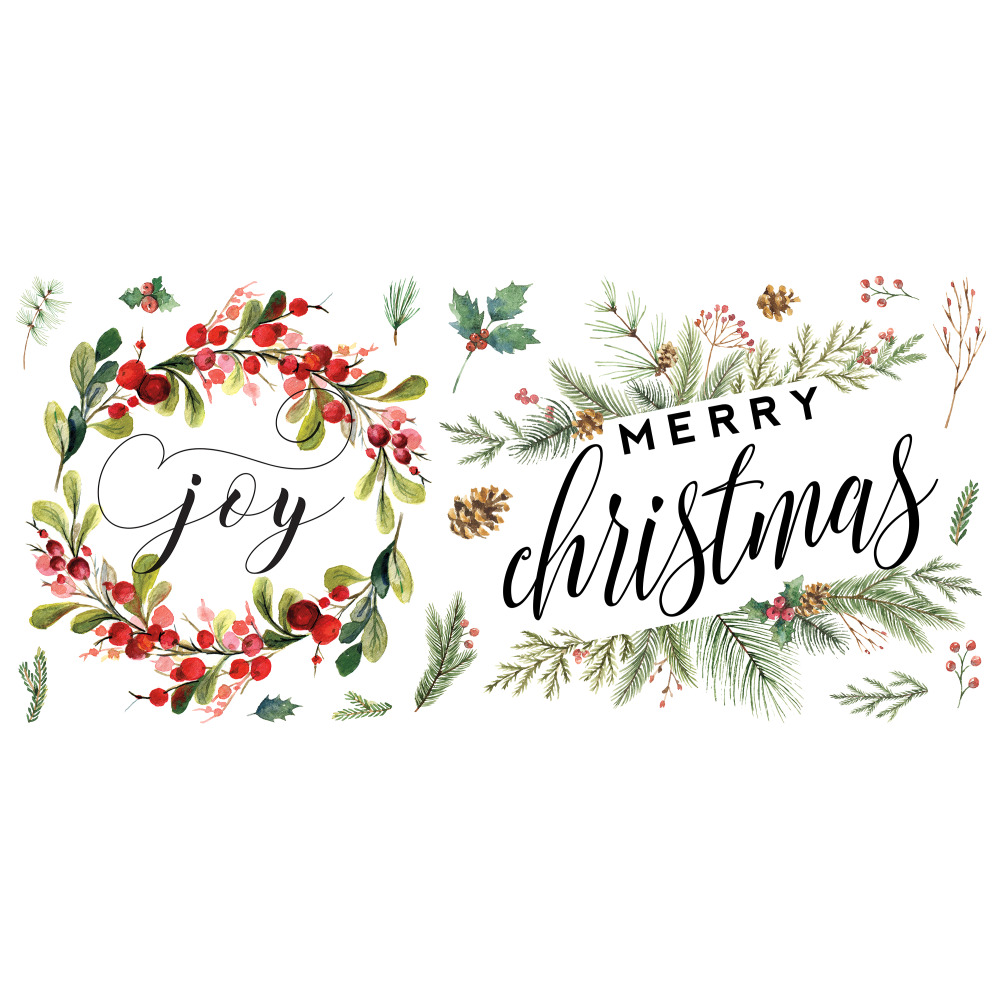 RoomMates by York RMK4480GM Merry Christmas Wreath Peel And Stick Wall Decals