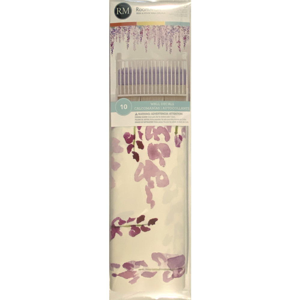 RoomMates by York RMK4642GM Watercolor Wisteria Peel And Stick Giant Wall Decals