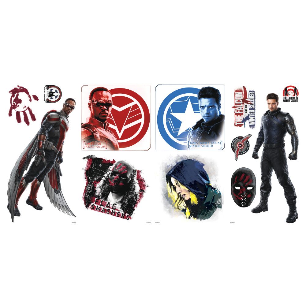 RoomMates by York RMK4701SCS Falcon And The Winter Soldier Peel And Stick Wall Decals in Red, Blue, Black