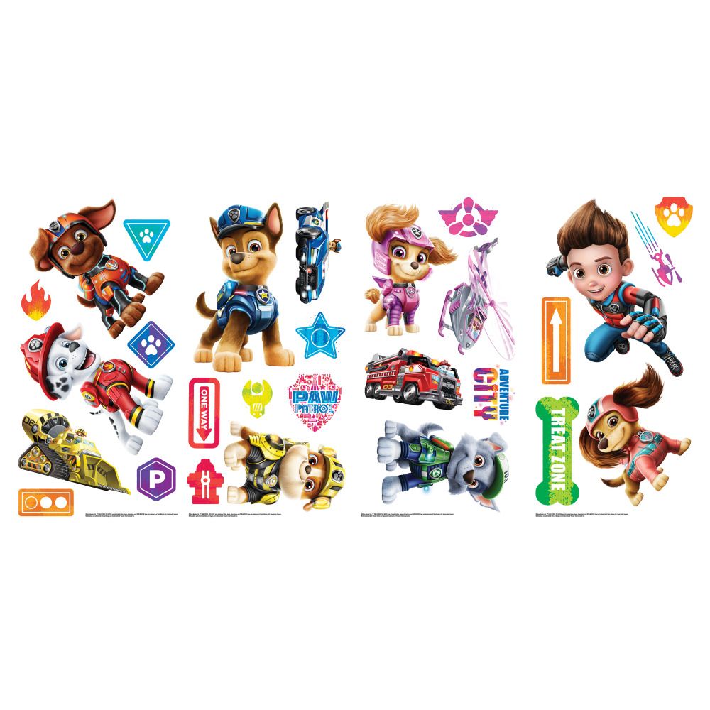 RoomMates by York RMK4819SCS Paw Patrol Movie Peel And Stick Wall Decals in Red, Orange, Yellow, Green, Blue, Purple, Pink, Brown