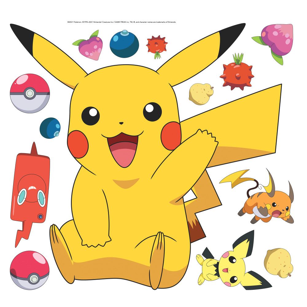 RoomMates by York RMK4821GM Pikachu Peel And Stick Giant Wall Decals in Yellow, Red, Blue
