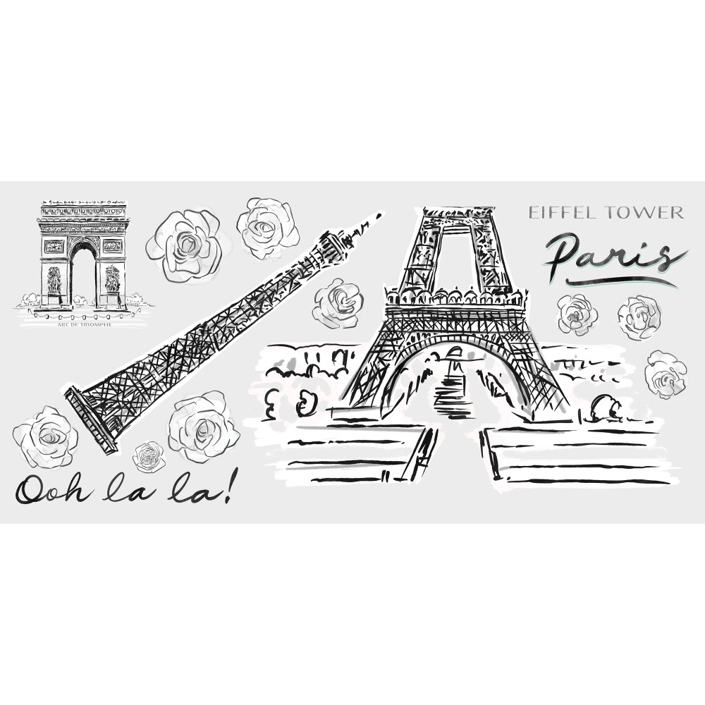 RoomMates by York RMK4828GM Eiffel Tower Sketch Peel And Stick Giant Wall Decals