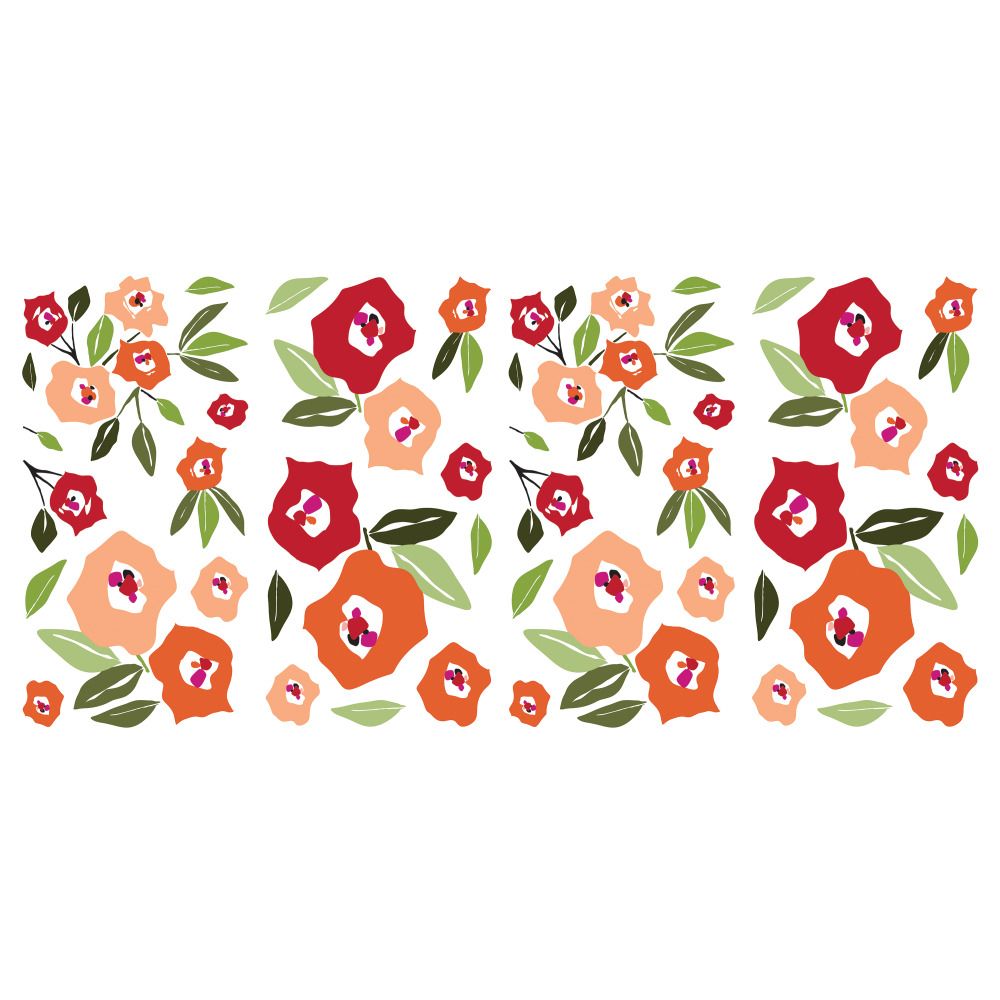 RoomMates by York RMK4950SCS Jane Dixon Floral Peel And Stick Wall Decals in Red, Orange, Green