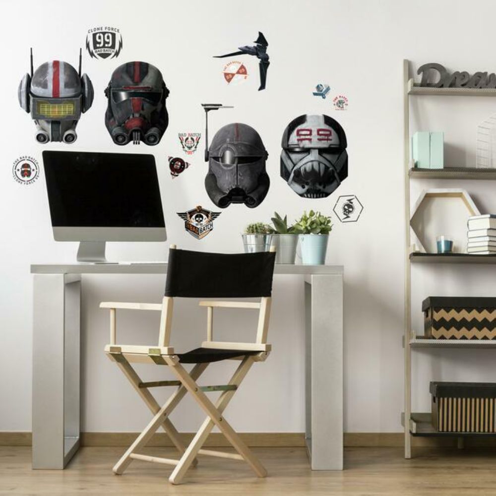 RoomMates by York RMK4969GM Bad Batch Helmets Peel & Stick Giant Wall Decals in Red / Gray / Orange