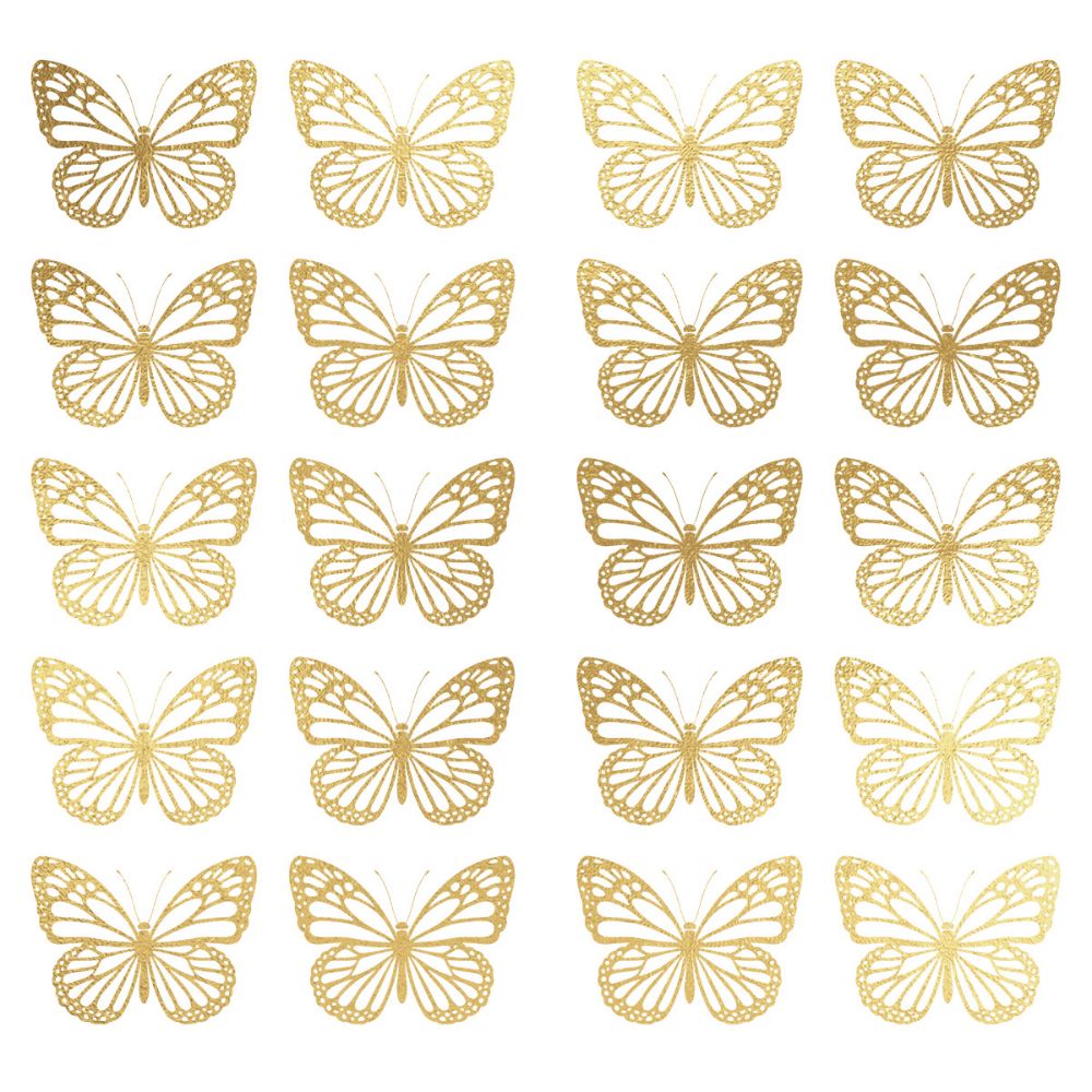 RoomMates by York RMK4994SCS RoomMates Gold Butterfly Peel And Stick Wall Decals in Gold