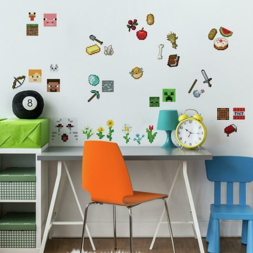 RoomMates by York RMK5006SCS Minecraft Peel & Stick Wall Decals in Brown / Gray / Red