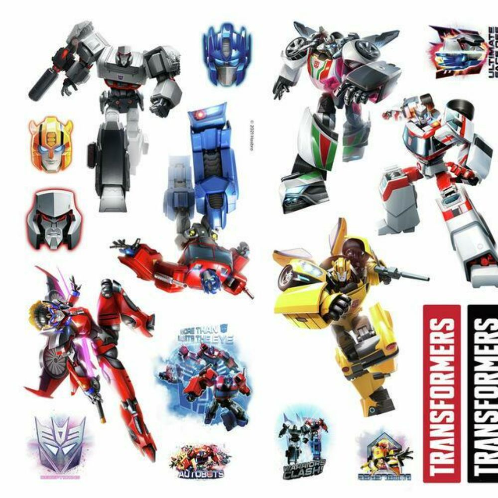RoomMates by York RMK5013SCS Transformers Peel And Stick Wall Decals in Red, Yellow, Blue, Black, Purple, White, Pink, Gray