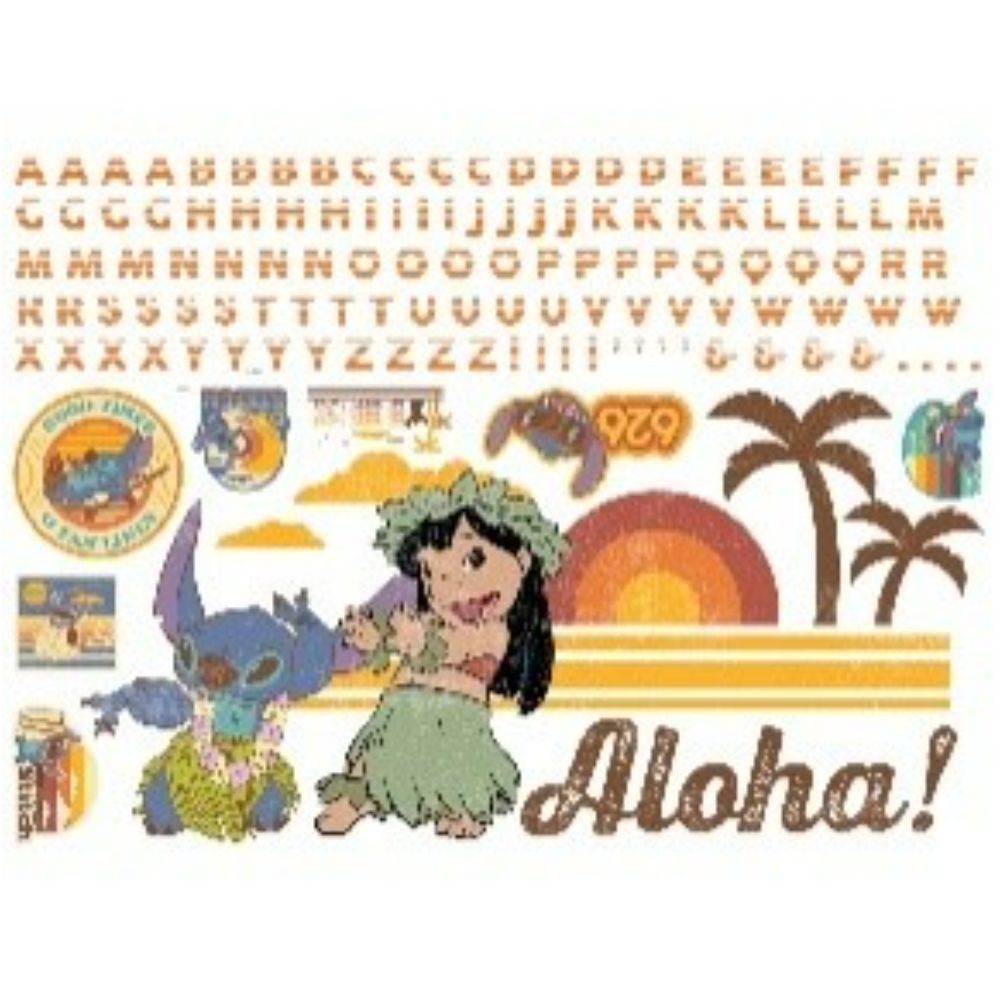 RoomMates by York RMK5111GM RoomMates Lilo And Stitch Peel And Stick Giant Wall Decals With Alphabet