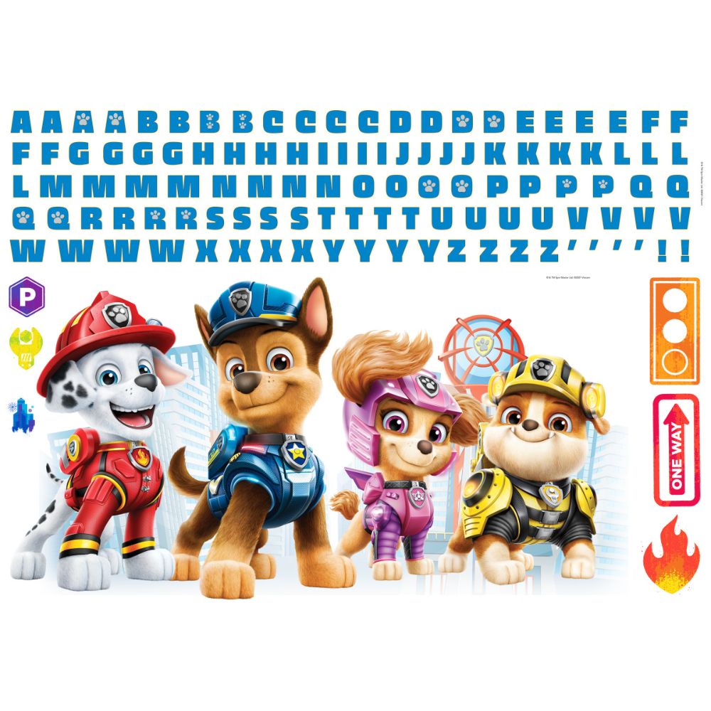 RoomMates by York RMK5122GM Paw Patrol Peel & Stick Giant Wall Decals with Alphabet in Blue / Red / Pink / Yellow