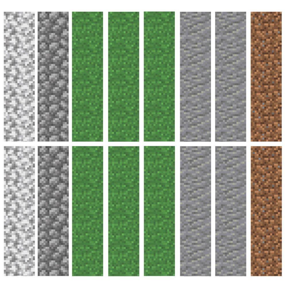 RoomMates by York RMK5136GM Minecraft Block Strips Peel & Stick Wall Decals in Green / Gray / Brown