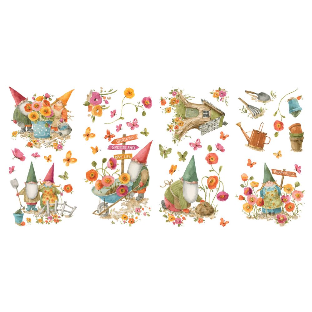 RoomMates by York RMK5160SCS Lisa Audit Garden Gnomes Peel & Stick Wall Decals in Multicolor