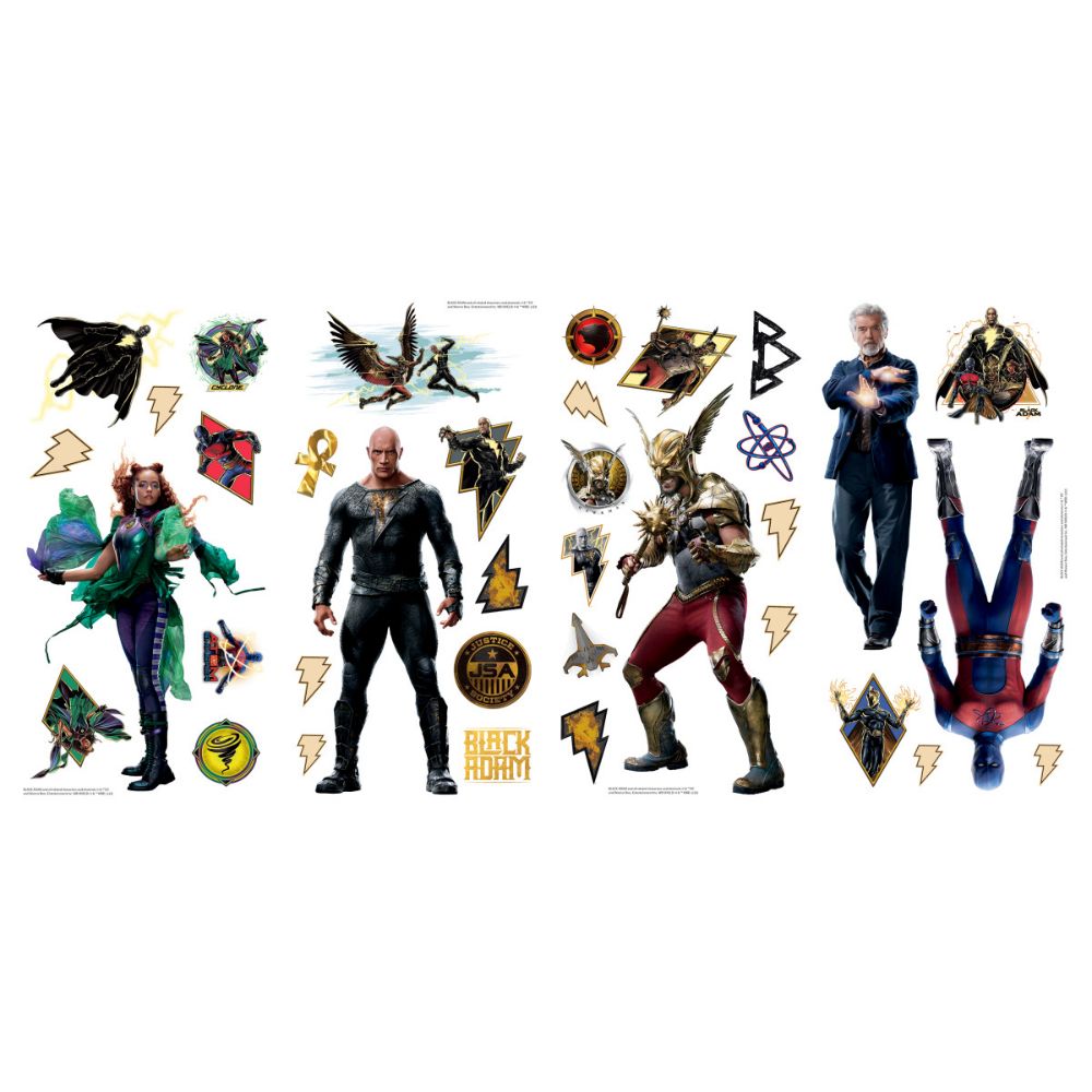 RoomMates by York RMK5238SCS RoomMates Black Adam Peel & Stick Wall Decals in Yellow, Black, Red, Green, Blue, Black, Gray