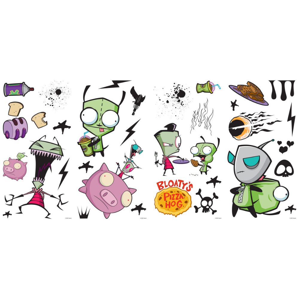 RoomMates by York RMK5245SCS RoomMates Invader Zim Peel & Stick Wall Decals in Green, Red, Yellow, Black