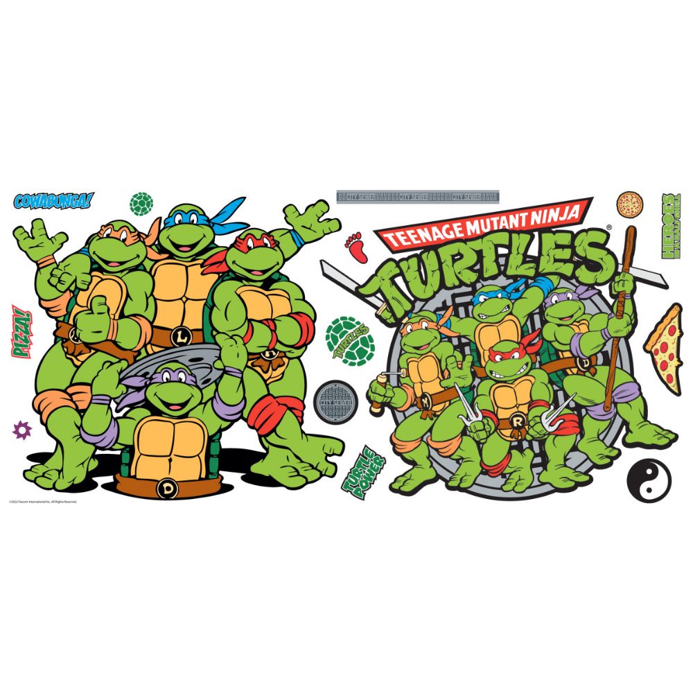 RoomMates by York RMK5260GM RoomMates Teenage Mutant Ninja Turtles Peel And Stick Giant Wall Decals in Green, Red, Blue, Purple