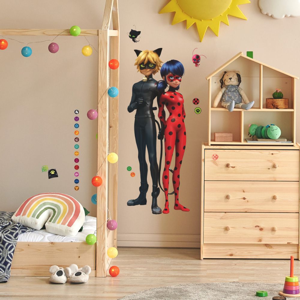 RoomMates by York RMK5332GM RoomMates Miraculous: Tales Of Ladybug And Cat Noir Giant Peel & Stick Wall Decals in Multi