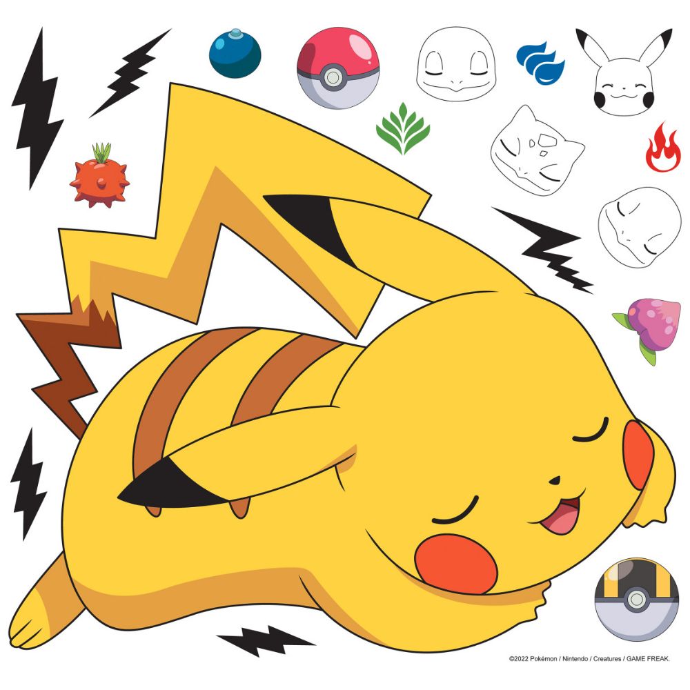 RoomMates by York RMK5335GM RoomMates Pokemon Sleeping Pikachu Giant Peel & Stick Wall Decals in Yellow, Red, Black, White