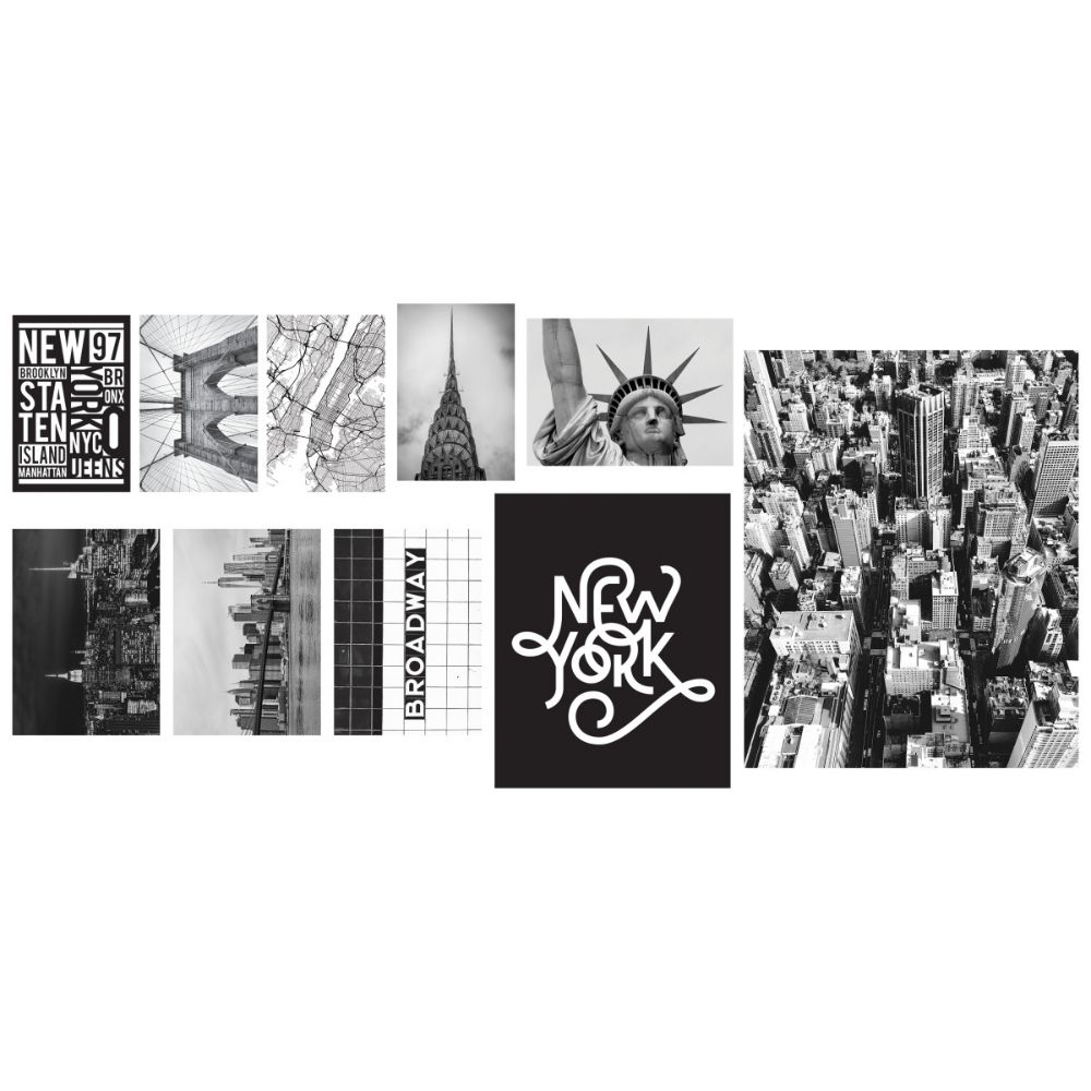 RoomMates by York RMK5337GM RoomMates New York City Gallery Poster Kit Giant Peel & Stick Wall Decals in Black, White, Gray