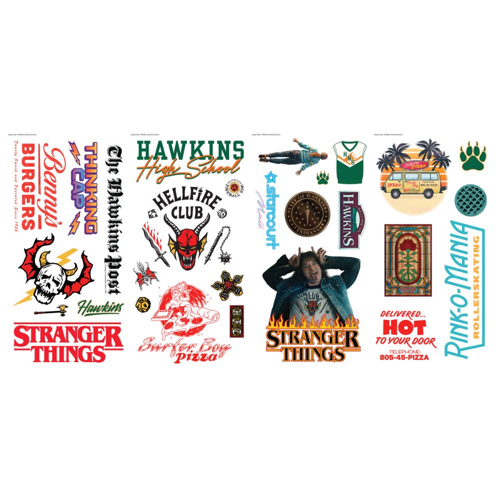 RoomMates by York RMK5344SCS RoomMates Stranger Things Season 4 Icons Peel & Stick Wall Decals in Red, Black, Green, Blue, Yellow, Orange