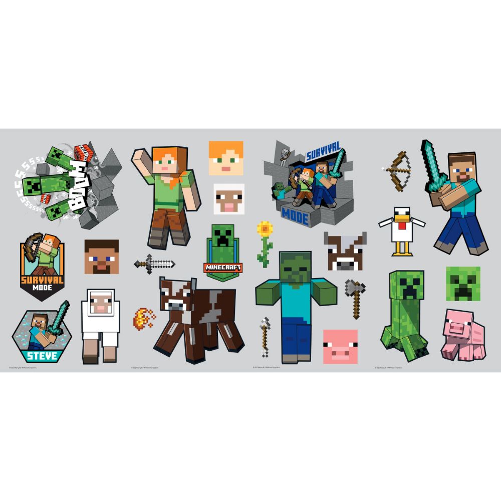 RoomMates by York RMK5366SCS RoomMates Minecraft Characters Peel & Stick Wall Decals in Multi