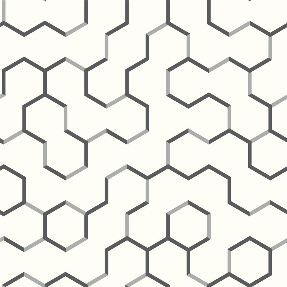 RoomMates by York RMK9091WP Grey Open Geometric Peel & Stick Wallpaper