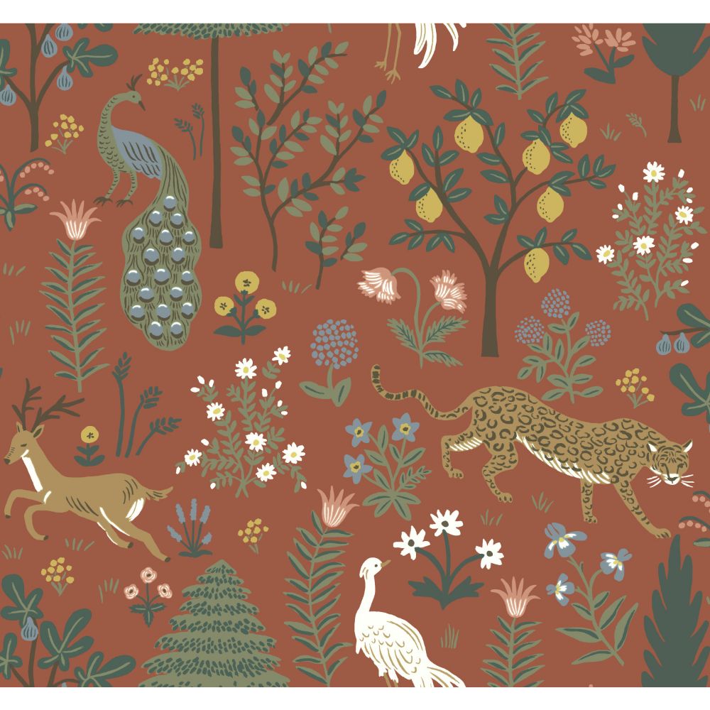 York RP7301 Rifle Paper Co. Second Edition Menagerie Wallpaper in Rust