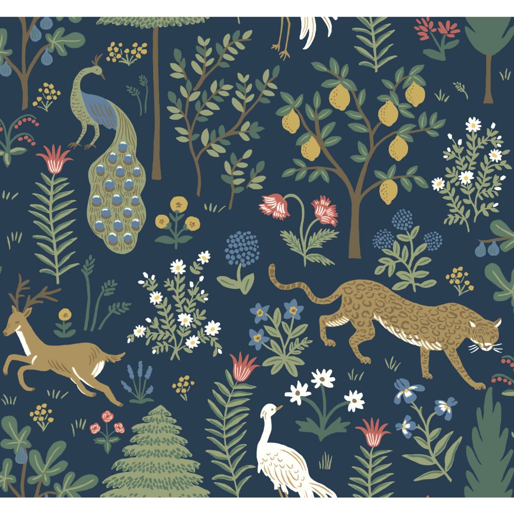 York RP7304 Rifle Paper Co. Second Edition Menagerie Wallpaper in Navy