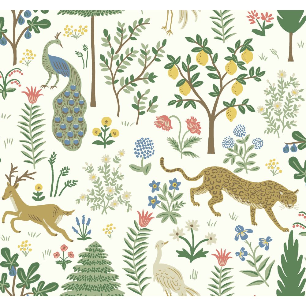 York RP7305 Rifle Paper Co. Second Edition Menagerie Wallpaper in White, Brown