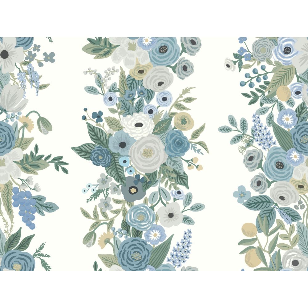 York RP7314 Rifle Paper Co. Second Edition Garden Party Trellis Wallpaper in White, Blue