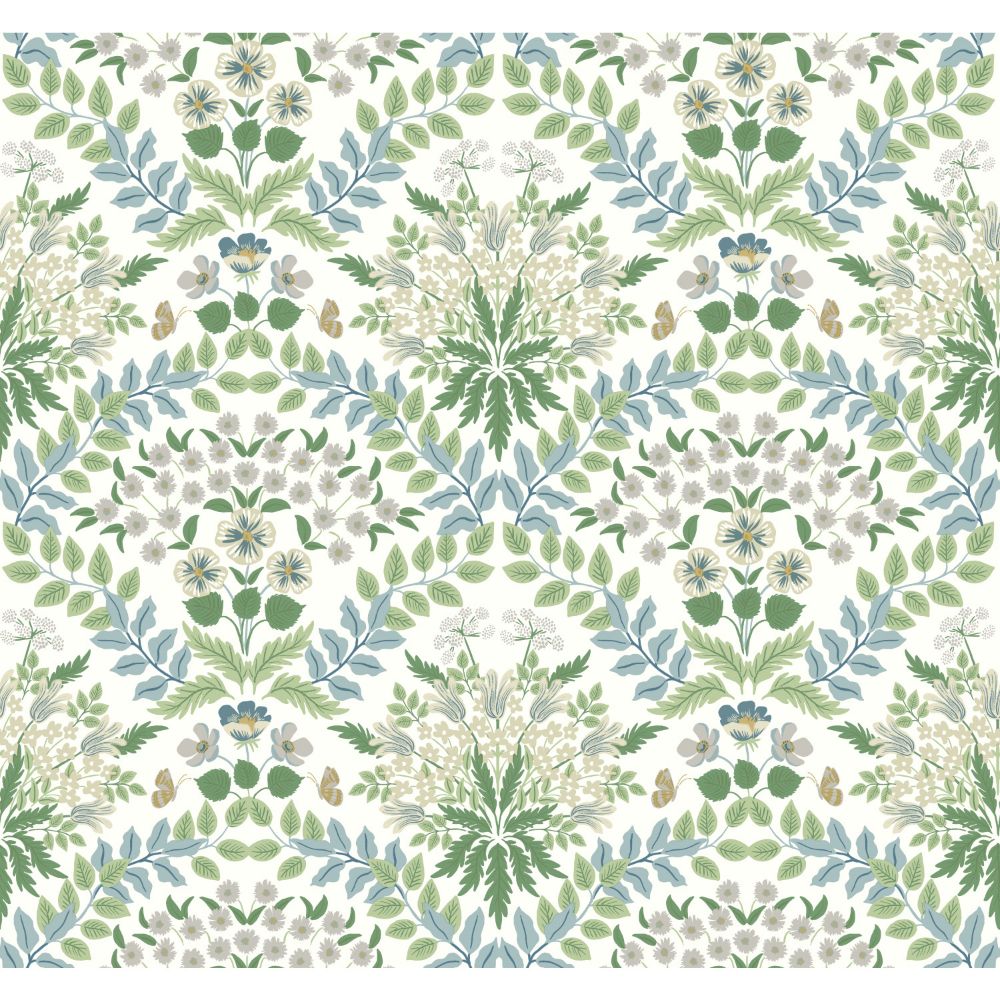 York RP7323 Rifle Paper Co. Second Edition Bramble Wallpaper in White, Blue