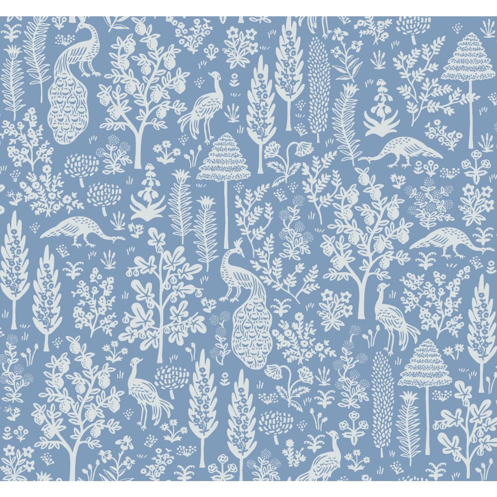 York RP7370 Rifle Paper Co. Second Edition Menagerie Toile Wallpaper in Light Blue