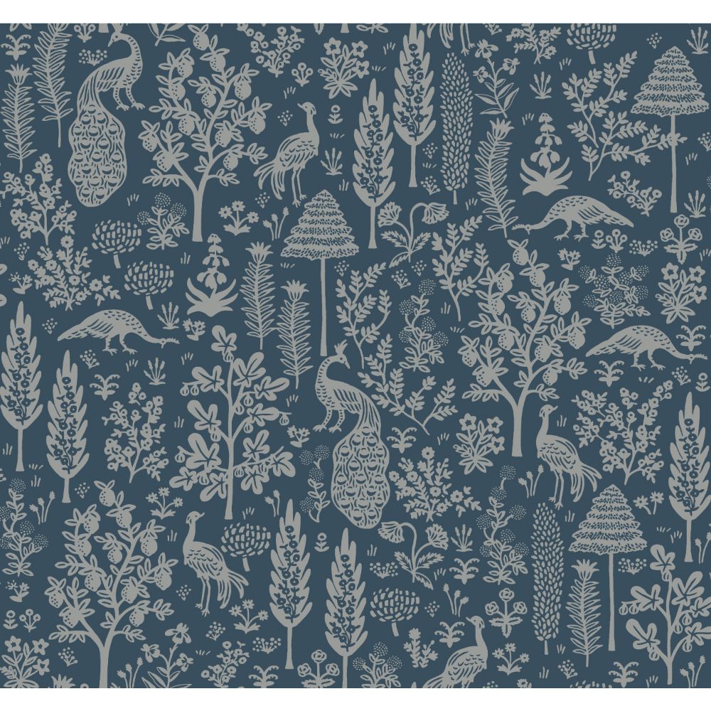 York RP7372 Rifle Paper Co. Second Edition Menagerie Toile Wallpaper in Dark Blue