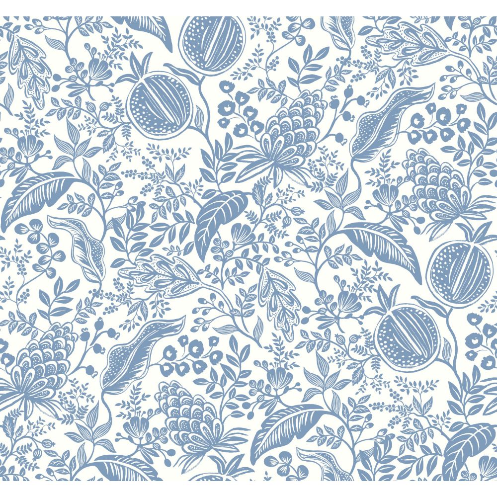 York RP7390 Rifle Paper Co. Second Edition Pomegranate Wallpaper in White, Blue