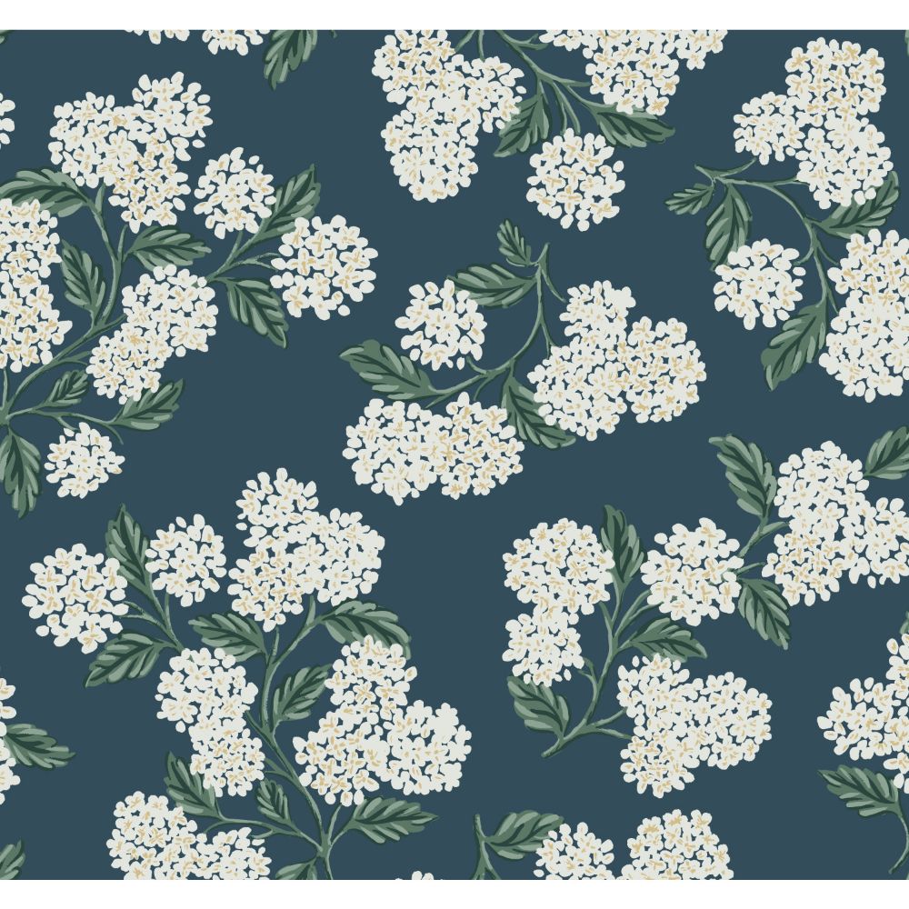 York RP7395 Rifle Paper Co. Second Edition Hydrangea Wallpaper in Blue