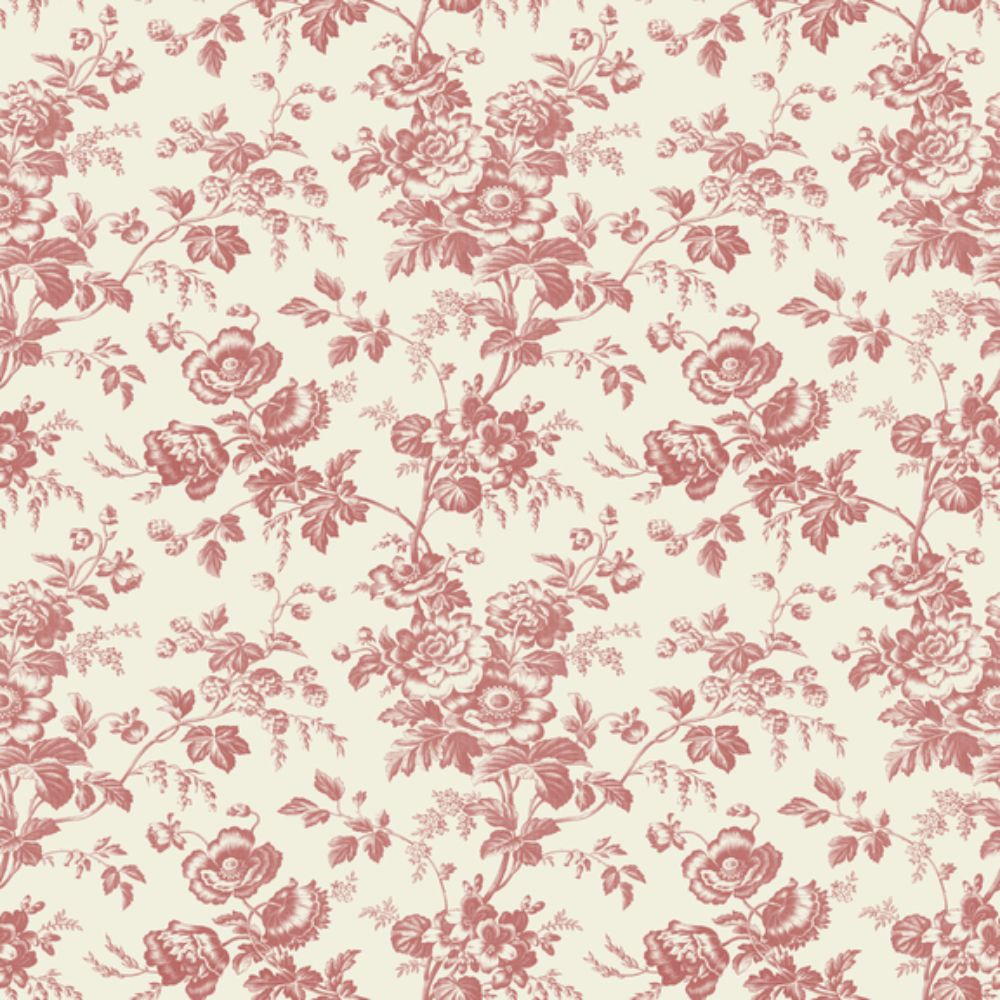 York RT7871 Toile Resource Library French Red Anemone Toile Wallpaper