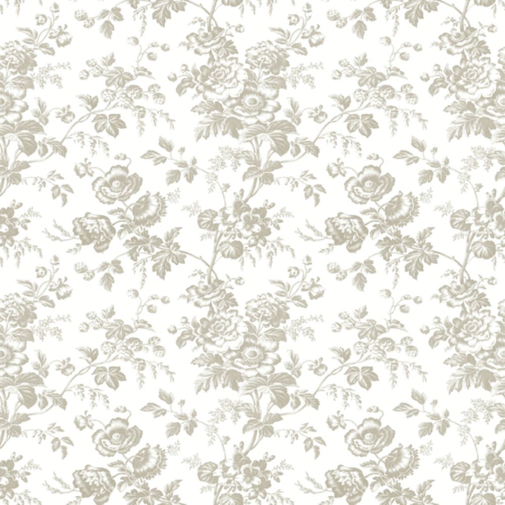 York RT7872 Toile Resource Library Taupe Anemone Toile Wallpaper
