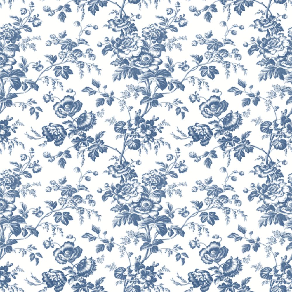 York RT7873 Toile Resource Library Navy Anemone Toile Wallpaper
