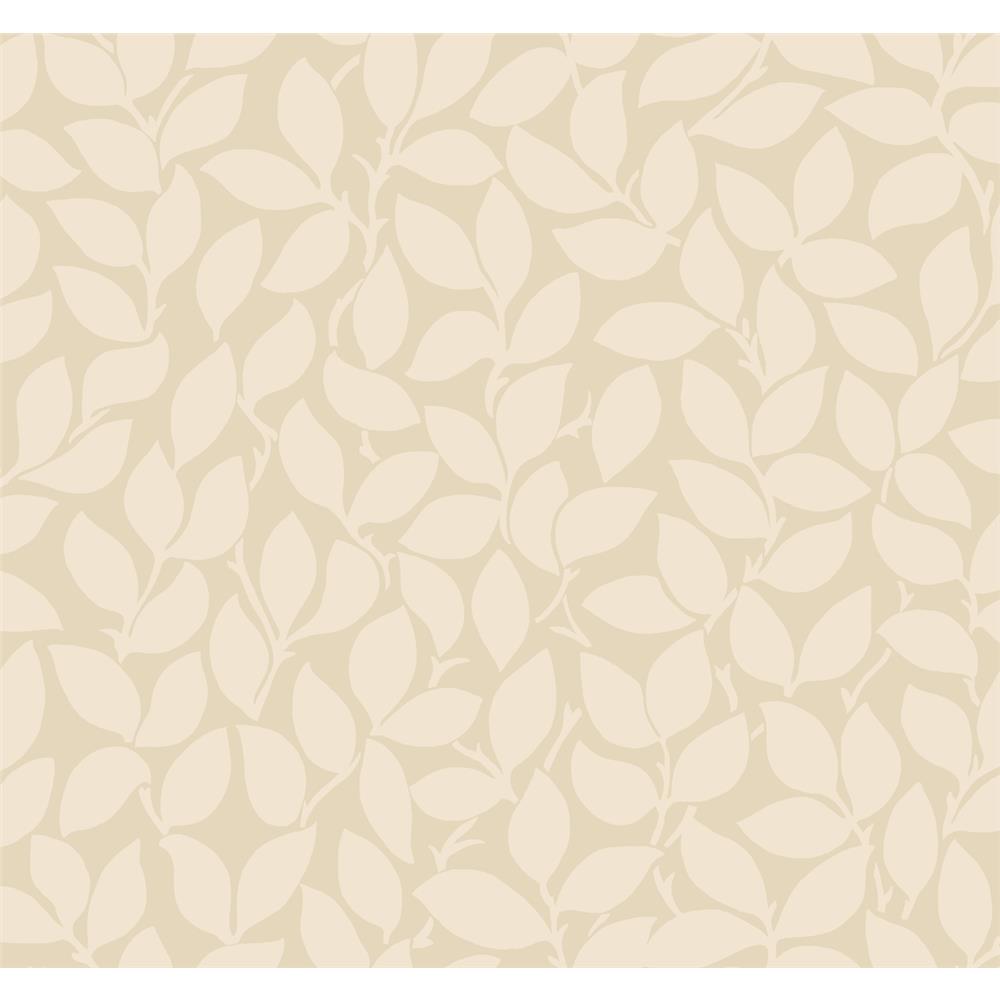 Ronald Redding by York SD3763 Masterworks Leaf and Vine Wallpaper - Beige W/Iridescent