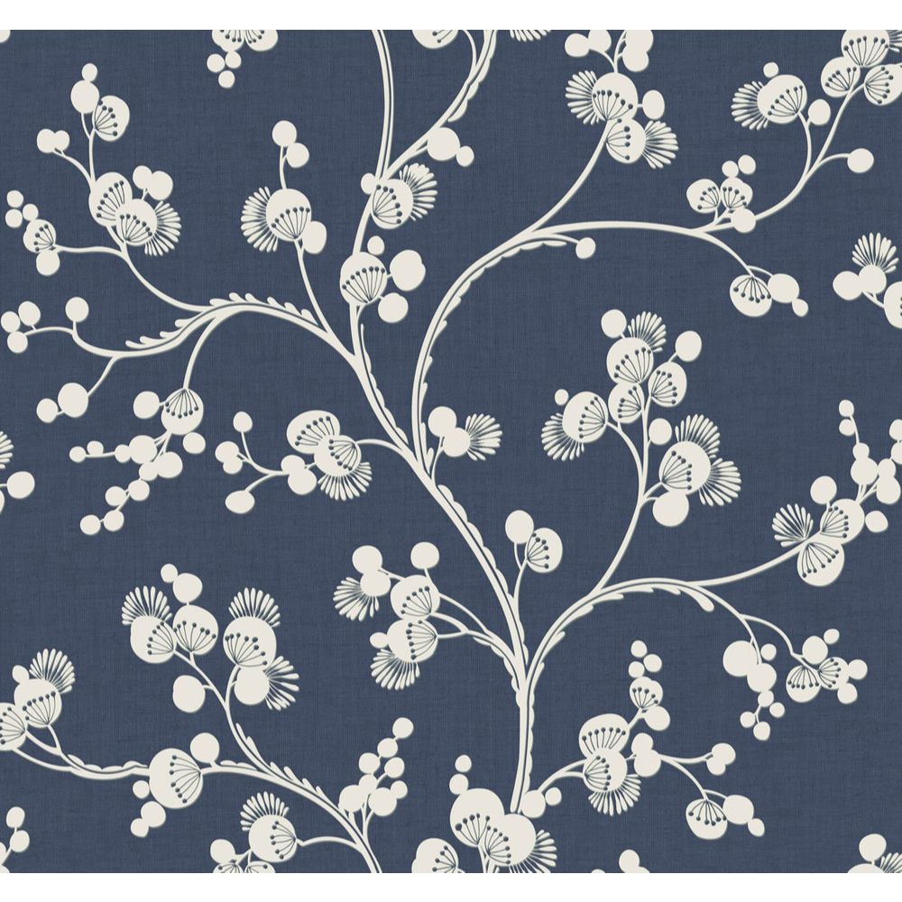 York SS2505 Silhouettes Dahlia Trail Wallpaper in Navy
