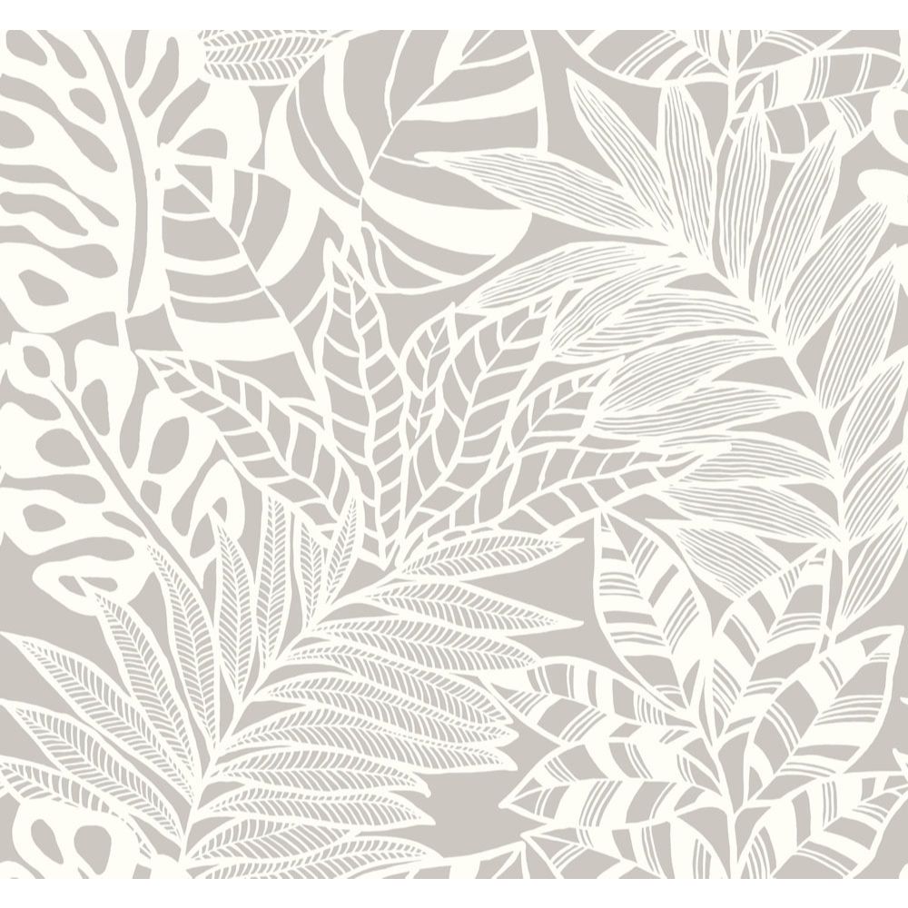 York SS2574 Silhouettes Jungle Leaves Wallpaper in Gray